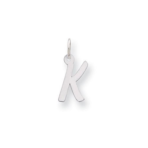Sterling Silver Small Initial K Charm with 20 inch Sterling Silver Chain