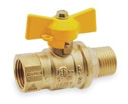 Industrial Grade 1WMH4 Ball Valve, 3/8 In M x F, Forged Brass