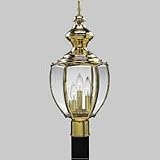 Progress Lighting BrassGUARD Lanterns Polished Brass Three-Light Outdoor Post Mounted Lantern