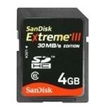 Childrens Toyshop  Electronics : SanDisk Extreme III  30MB/s Edition High Performance Card - Flash memory card - 4 GB - Class 6 - SDHC