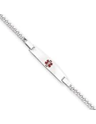 Genuine IceCarats Designer Jewelry Gift Sterling Silver Children&apos;s Medical Id Bracelet W/Curb Li In 6.00 Inch