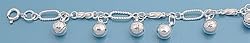 Sterling Silver Adjustable Anklet - Bells
