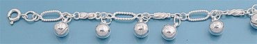 Sterling Silver Adjustable Anklet - Bells