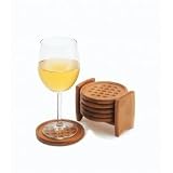 Drink Coasters - Bamboo Set (Bamboo) (4.5 W x 3.75 D x 3.25 H together)