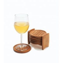 Drink Coasters - Bamboo Set (Bamboo) (4.5 W x 3.75 D x 3.25 H together) by Stacks and Stacks