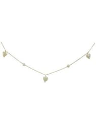 14k Yellow Gold Girls White Mother-of-Pearl Heart Necklace