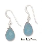 Sterling Silver 7x12mm Synthetic Blue Chalcedony Briolette Earrings