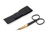 Gold plated combination nail/cuticle scissors in a Leather case by Malteser, Solingen