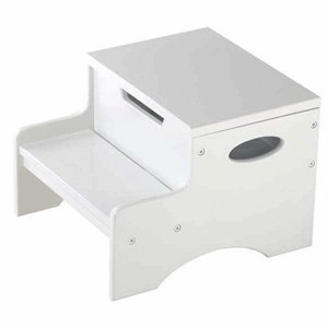 Kid's Bed Side Storage Step Stool in White