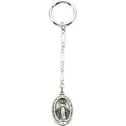 Sterling Silver Inspirational Blessings Miraculous Oval Key Chain