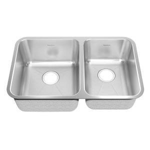 American Standard 14CR.301900.073 Prevoir 29.88-Inch Stainless Steel Undermount Double Combination Bowl with Small Bowl on Right Kitchen Sink, Radiant Silk