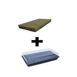 Grodan Rockwool 2"x2"x2" Sheet of 50 sites & 10"x20" Cut Tray w/ 2" Dome Combo