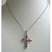 N713 Pink Cross Cubic Zircon Striking Pendant Necklace