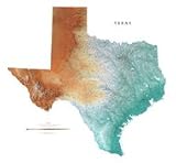 Texas Topographic Wall Map by Raven Maps, Print on Paper (Non-Laminated)