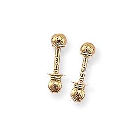 14k Yellow Gold Large (L) Size threaded screw back 5mm Ball Stud Earrings, HypoAllergenic