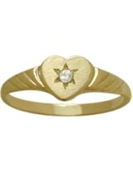 14 Karat Yellow Gold Genuine White Topaz Heart Solitaire Baby Ring