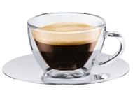 bodum VENEZIANO ダブルウォールグラスカップ＆ステンレスソーサー,0.06L,（2個セット)