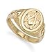 Jewelco London 9ct Solid gold hand finished Masonic Ring with curb link design shoulders