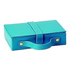 Budd Leather 543221L-11 Lizard Print Leather Travel Jewelry Box - Blue