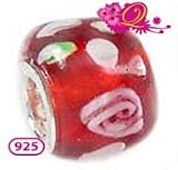 Quiges Beads Charms Murano Glass-Silver