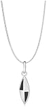 Silver Ladies P2181-Onyx/Wht Eye Shaped Mother of Pearl Inset Pendant