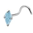Sterling Silver Aqua 3mm CZ Marquise Nose Ring Made with SWAROVSKI ELEMENTS