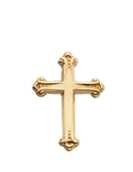 14K Gold Cross Lapel Pin with rounded edges