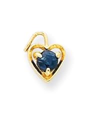 14k Gold September Birthstone Heart Charm