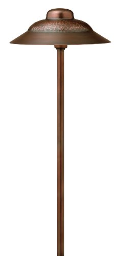 Hinkley Lighting 1404OC Large Solid Copper Essence Hammered Roof Path Light, 18 Watt T5 Wedge Base Light Bulb, Old Copper