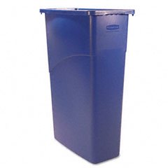 Rubbermaid Slim Jim Waste Container, Rectangular, Plastic, 23gal, Blue