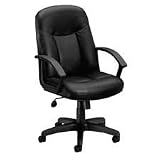 Basyx Products - Managerial Mid-Back Chair, 26x33-1/2x43, Black Leather - Sold as 1 EA - Managerial mid-back chair is upholstered in black leather. Functions include pneumatic seat-height adjustment, 360-degree swivel, tilt, tilt tension and tilt lock. Design includes a black frame made of heavy-gauge steel and urethane loop arms. Five-star plastic base has 2 hooded dual-wheel carpet casters. Seat measures 20-1/2 wide x 18-1/4 deep x 17-7/16 to 20-15/16 high from the floor. Back size is
