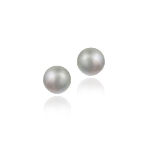 Sterling Silver Freshwater Cultured 6-6.5mm Grey Pearl Stud Earrings