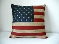 Weimei Cotton Linen Square Decorative Throw Pillow Case Cushion Cover Throw Pillows US Flag Retro Style 18in X 18in One Side Printed