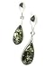 Green Amber Teardrop Dangle Post Earrings