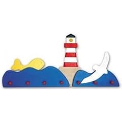 BAJO Kindergarderobe Leuchtturm mit Fisch und M�we aus Holz, farbig