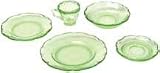 Miniature Chrysnbon 5 Piece Dish Set in Green Depression Glass