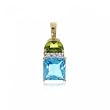 Blue Topaz Diamond Peridot Yellow Gold Bezel Set Pendant