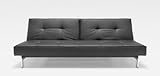 IMAGE OF Splitback Deluxe Sofa Bed Black Leather Textile by Innovation