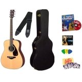 Yamaha FG700S Acoustic Guitar Bundle with Yamaha Hard Case, DVD, Picks, Strap, Strings, Pick Card, and Polishing Cloth