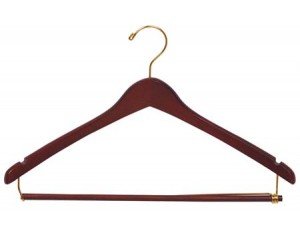 Wooden Curved Suit Hangers Walnu/Brasst Finish Box of 50