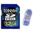 TOPRAM 32GB C6 CLASS 6 SD SDHC SECURE DIGITAL CARD with USB 2.0 CARD READER / WRITER #R1