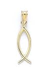 14k Christian Fish Pendant - 1/4 X 1 JewelryWeb