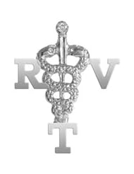 NursingPin - Registered Vet Tech RVT Graduation Pin with Diamond in Silver