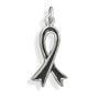 Sterling Silver Black Enamel Awareness Ribbon Charm, 7/8 inch, Melanoma, Mourning