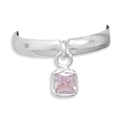 Toe Ring with CZ Charm