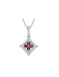 14k White Gold 3/6ct TGW Ruby and Accent Diamond Fashion Pendant (0.08 Cttw, G-H Color, I1-I2 Clarity) (17")
