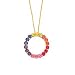 10k Gold & Multi-Color Created Sapphire Circle Pendant (3.12ctw).
