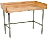 Maple Top Table With Stainless Steel Legs And Bracing 48x30