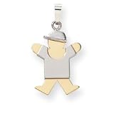 14k Two-tone Small Boy with Hat on Right Engraveable Pendant