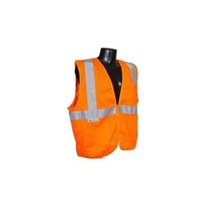 Safety Vest Class 2 Zipper with Pockets Orange Mesh Size: 2X